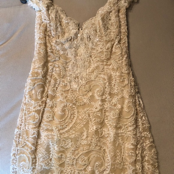 Beautiful beaded long cream dress bought in Paris - Picture 3 of 15